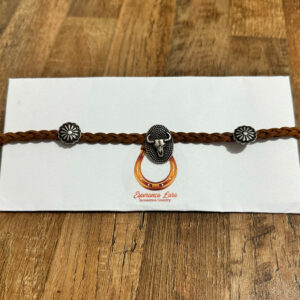Chocker Marrom - Longhom e Concho Prata Velho